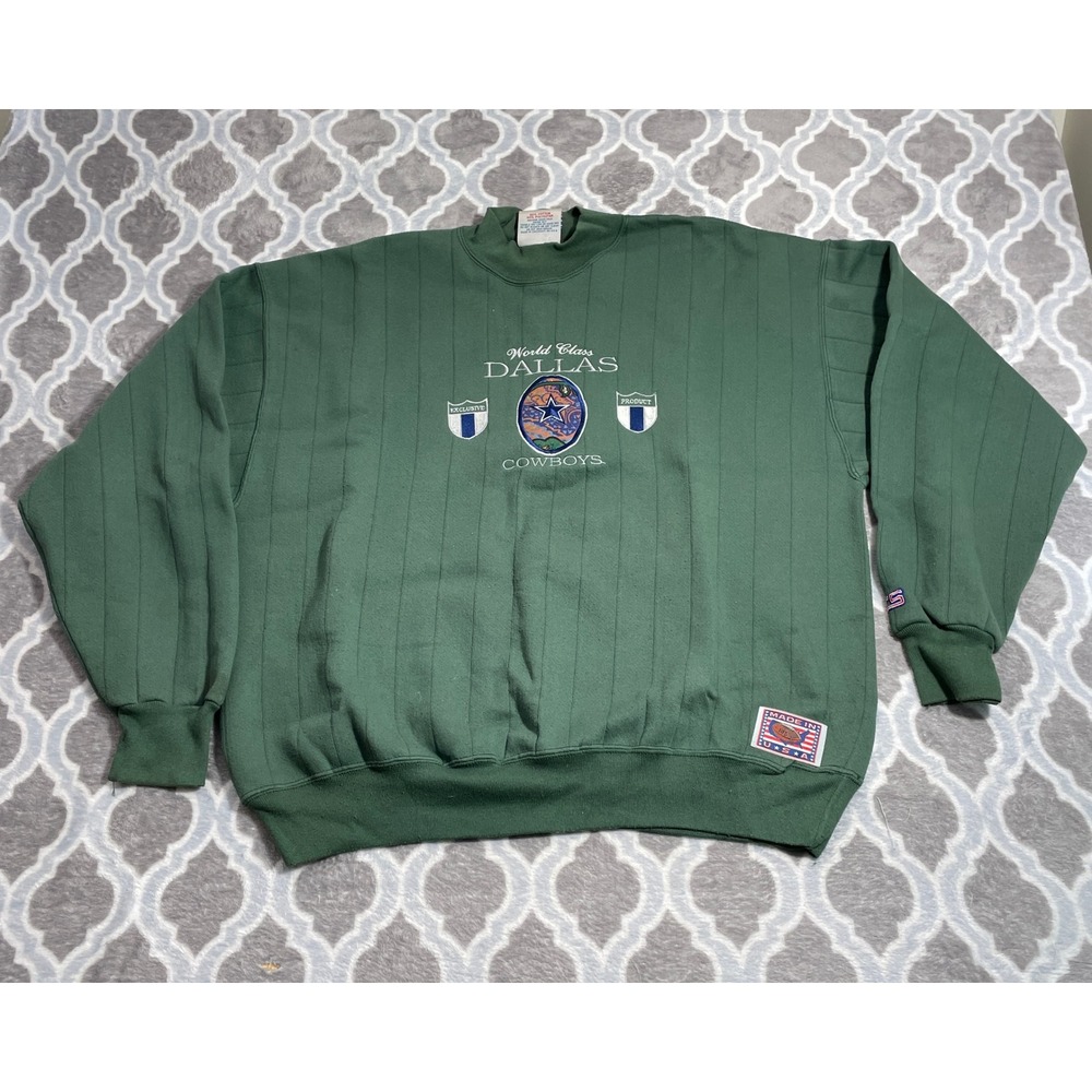 Crable Sportswear Dallas Cowboys Sweatshirt Mens XL Green Ribbed Made in USA